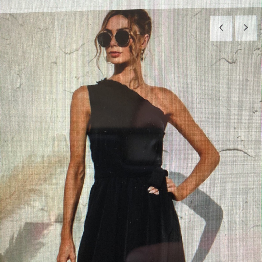 Black skew neck maxi dress